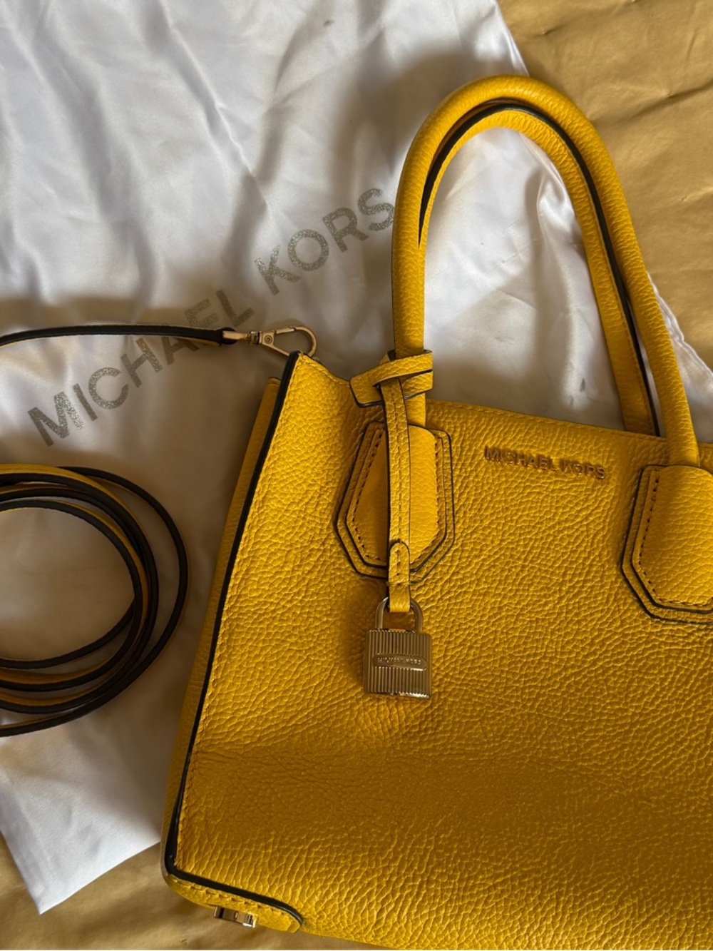 Michael Kors Mini Bright Yellow Pebbled Leather Satchel